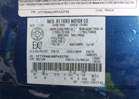 2008 Ford Ranger Sport/Xlt z USA, uszkodzony, nr VIN 1FTYR44U48PA52795